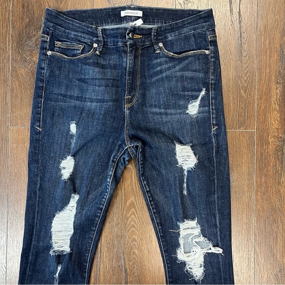 Good American Dark Wash Good Legs Distressed Raw Edge Hem Jeans SZ 30/10 - Picture 4 of 7